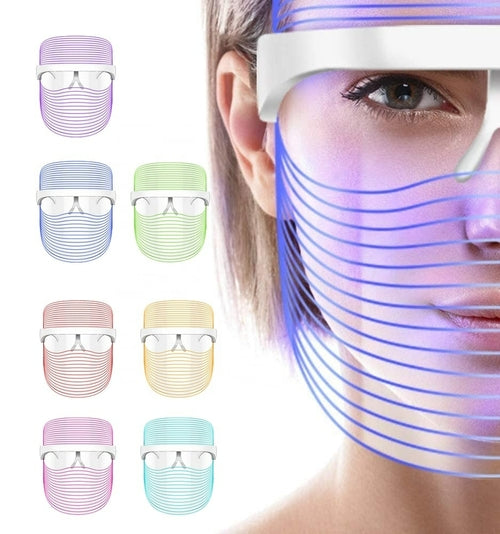 7 colors LED light therapy facial mask in white for professional photon skin care
